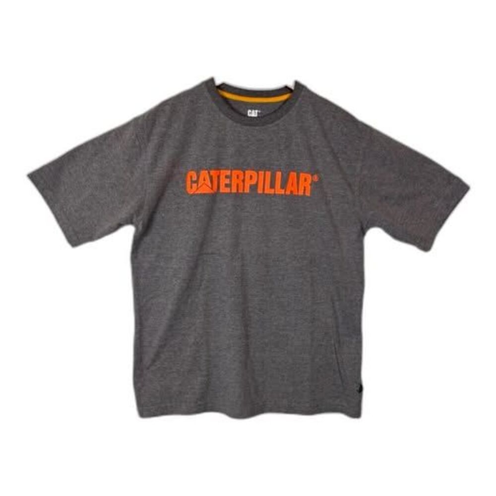 Caterpillar CAT Men's Trademark Tee T Shirt Gray Orange Short Sleeve - Size L